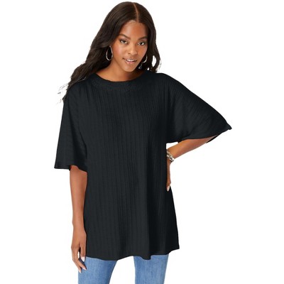 Roaman's Women's Plus Size Lace Back Pointelle Tunic