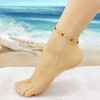 RMZ GOLD NYC 18K GOLD FILLED HIGH POLISH FINSH RED CRYSTAL FLOWER ANKLE BRACELET - 2 of 4