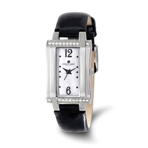 Black Bow Jewelry Charles Hubert Ladies Stainless Leather Band 23x32mm Watch - 1 of 2