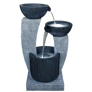 Northlight 32" Lighted Blue Modern Tiered Outdoor Garden Water Fountain - 1 of 4