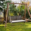 Tangkula 2-Seat Rattan Porch Swing Chair Outdoor Wicker Swing Bench W/ Seat Cushion - 3 of 4