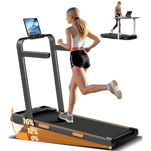 3 in 1 Walking Pad Treadmill with 16% Incline, Folding Treadmill with Handle Bar, Portable Treadmills for Home Small, 330 Lbs Capacity - 1 of 4