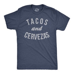 Mens Tacos and Cervezas Funny T shirt for Vacation Sarcastic Humor Graphic Top - Crazy Dog Men's T Shirt - 1 of 4