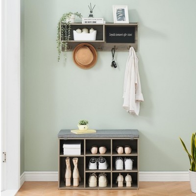 31.5 Inch Wall Mount Coat Rack Shoe Bench Set