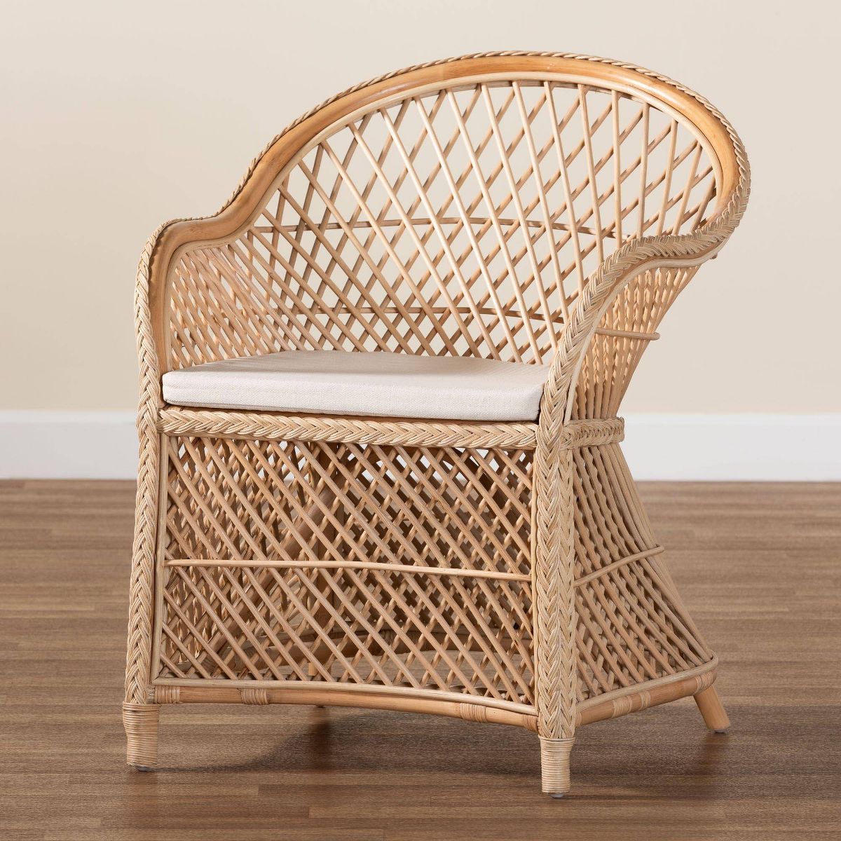 bali & pari Casilda Braided Rattan Arm Chair Natural - thumbnail 8