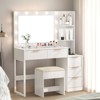 White Particle Board Veneered with Textured Melamine, 5-drawer 2-tier Shelf, comes with 11 Three-color Dimmable Bulbs, Dressing Table Set - 3 of 4