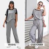 EXLURA Womens Summer 2 Piece Outfits Color Block Short Sleeve Tops Tracksuit Wide Leg Pants Matching Set Lounge Sets 2025 - 2 of 4