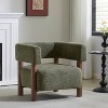 Christopher Knight Home Bram Rubberwood Boucle Upholstered Accent Arm Chair with Open Curved Back - 2 of 4