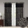 Yukimo 50x95" Jacquard Curtain Panel Pair - Black Faux Silk with Paisley Design, Oeko-Tex Certified, Light Filtering (2 Panels) - 2 of 4