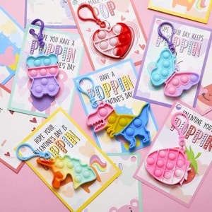 Joyfy 30 Packs Cards with Pop Fidget Keychain Toys, Stress Relief Sensory Fidget Toys for Kids Classroom Exchange Prizes and Party Favors - 1 of 4