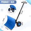 Snow Shovel with Wheels, Steel Blade Snow Pusher, Adjustable Angle/Height Handle - 2 of 4