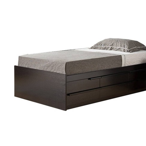 6 Drawers Twin Chest Bed With Dark, Queen Size Bed Frame With 6 Drawers