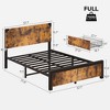 Homhougo Queen Bed Frame, Platform Full Size Bed Frame with Wood Headboard, Metal Full Bed Frame Brown Brown - 2 of 4