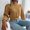 Women's Knit Sweater Long Sleeve Ribbed Pullover Crewneck Top - 2 of 4