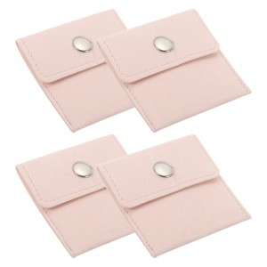 Unique Bargains Earrings Necklaces Rings Velvet Pouches Snap Button Portable Jewelry Storage Bag 4 Pcs - 1 of 4