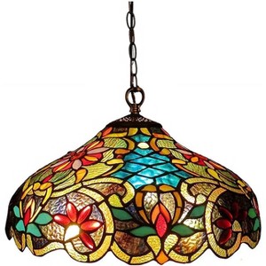 Chloe Lighting Leslie Tiffany-Style Victorian 2 Light Ceiling Pendant Fixture 18" Shade - 1 of 2