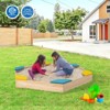 Safstar Outdoor Wooden Sandbox w/ Seats Backyard Bottomless Sandpit for Kids Aged 3+ - 2 of 4