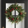 28" Pre-lit Decorated Mixed Greenery Artificial Christmas Wreath Green with Warm White LED Lights - Wondershop™: Indoor/Outdoor - image 2 of 4