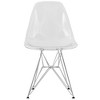 LeisureMod Cresco Series Modern Plastic Dining Chair Accent Side Chair with Brushed Silver Chrome Legs, Set of 4 in Clear - 3 of 4