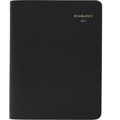 AT-A-GLANCE 2022 8" x 11" Daily Appointment Book Four-Person Group Black 70-822-05-22