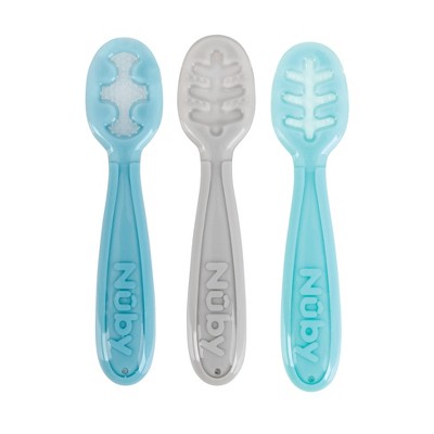 Silicone Baby Spoons First Stage Baby Feeding Spoons Stage 1 and Stage  2-4pcs (Green & Blue)