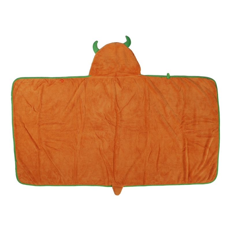 Unique Bargains Soft Absorbent Coral Fleece Hooded Towel for Bathroom Classic Design 53"x31" Orange 1 Pc, 5 of 7