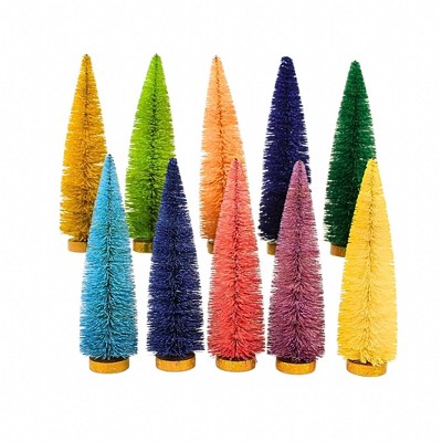 Cody Foster 6.0 Inch Multi Colored Bottle Brush Trees Slender Wood Base Sisal Bottle Brush Trees