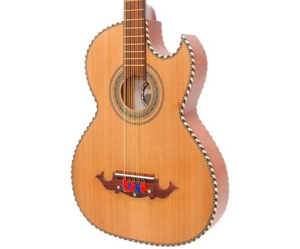 Paracho Elite Guitars Odessa-P 10 String Acoustic-Electric Bajo Quinto Natural