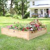 Sunnydaze Outdoor Square Wood Raised Garden Bed for Flower, Vegetable, and Herb Gardening - 48" Square - Brown - image 4 of 4