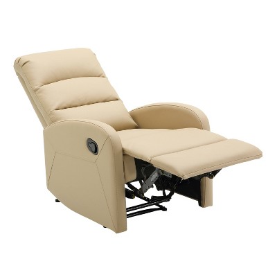 Beige Faux Leather Contemporary Recliner Chair