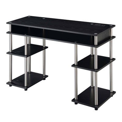 No Tools Student Desk with Charging Station Black - Breighton Home