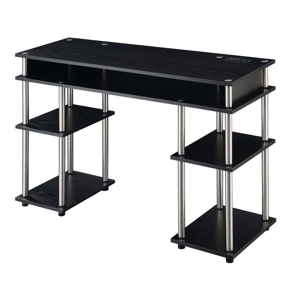 Photos - Office Desk Designs2Go No Tools Student Desk with Charging Station Black - Breighton H