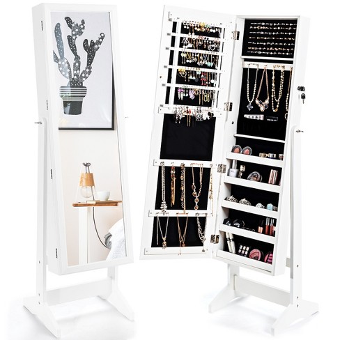 Costway Jewelry Cabinet Armoire Jewelry Box Storage Chest Stand