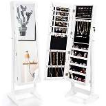 Costway Jewelry Cabinet Stand Mirror Armoire Lockable Organizer Large Storage Box White\Black\Brown