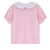 Girls' Bow - Neck Puff Sleeve Top, Cute Peter Pan Collar Tee, Sweet Casual Outfit for Kids - 2 of 4