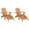 Garden Chair Set of 2 Natural Solid Acacia wood Medium Foldable vidaXL - 2 of 4