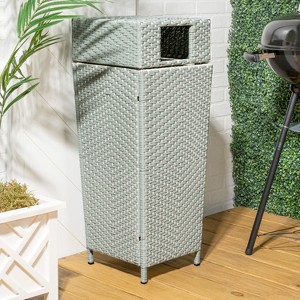 happimess Keaton Modern 24.13-Gallon All-Weather Wicker/Metal Lidded Hideaway Outdoor Trash Can - 1 of 4