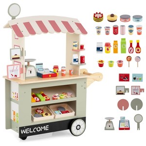 Safstar Kids Snacks & Sweets Food Cart Kids Toy Cart Play Set w/ 30 PCS Accessories - 1 of 4