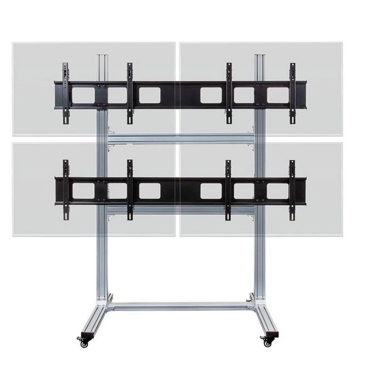 Monoprice Commercial Series 2x2 Video Wall Mount Bracket System Rolling Display Cart with Micro Adjustment Arms For LED, 3 of 7