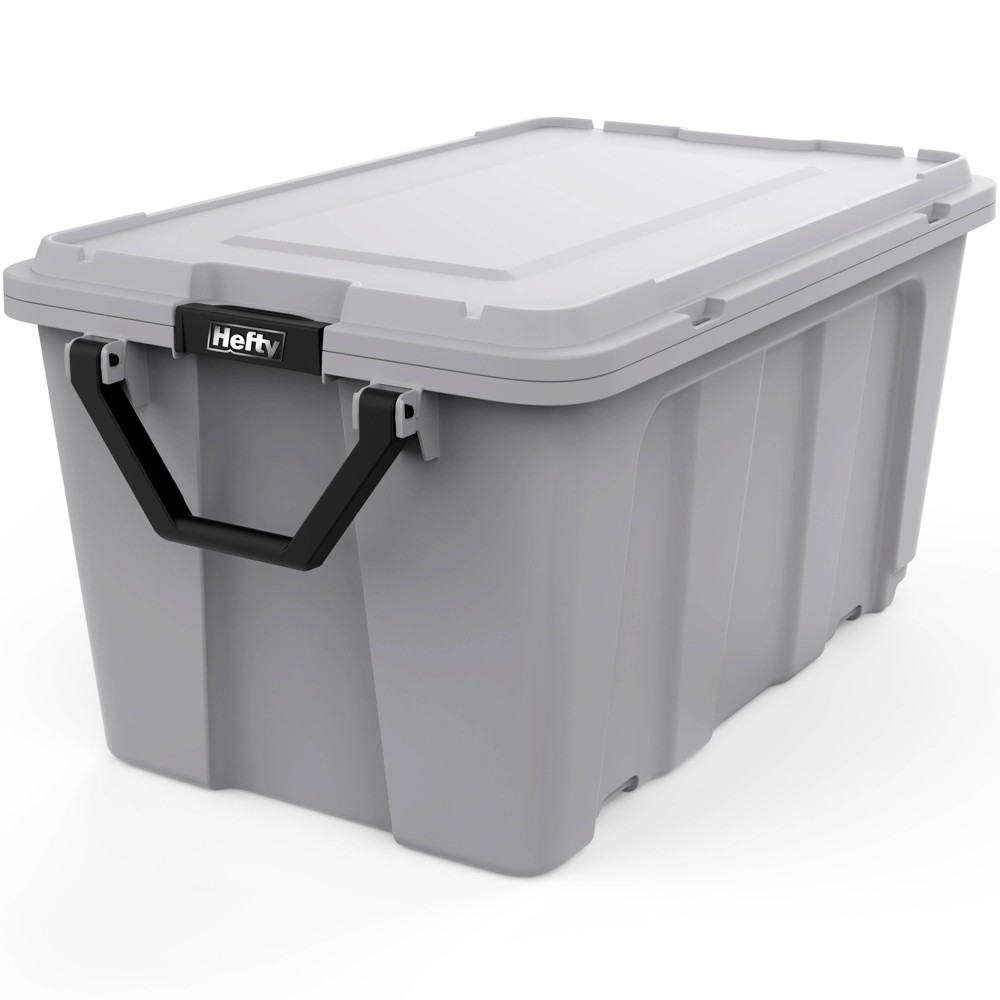 hefty 50gal max pro storage tote alloy gray