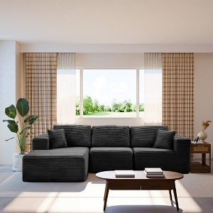 MAYEERTY 104 in Plush Fleece Convertible Sofa, Compressed Zero-Assembly Modular Beige Living Room Sofa - 1 of 4