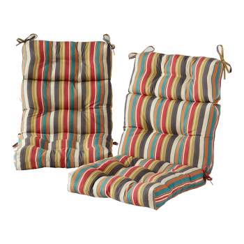 Kensington Garden 2pc 21x21 Striped Outdoor Seat and Back Cushion Set  Canopy Gray
