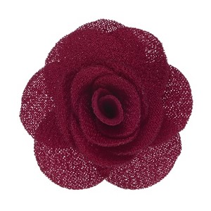Unique Bargains Silk Alloy Camellia Flower Brooch Lapel Pin for Men Women Suit 2 x 1.3 inch 1 Pc - 1 of 4