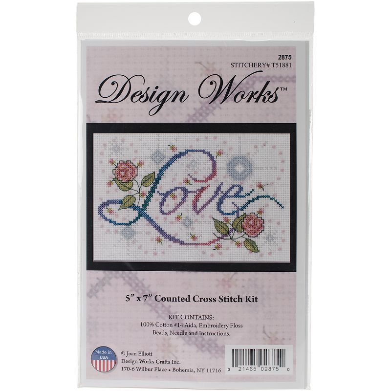 Design Works Counted Cross Stitch Kit 5"X7"-Love (14 Count), 1 of 3