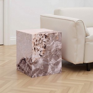 Royal Hampton Accent End Table, Square, White and Brown Faux Stone, 16 Inch - 1 of 1