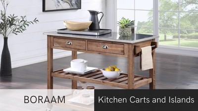Navy Blue Stainless Steel Top Kitchen Cart with Storage