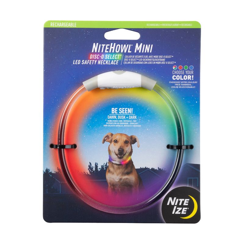 Nite Ize Mini Rechargable LED Safety Necklace Disc-O Adjustable Dog Collar, 1 of 12