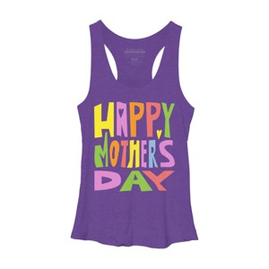 Women's Design By Humans Happy Mother's Day Colorful Text By Yunta Racerback Tank Top - 1 of 2