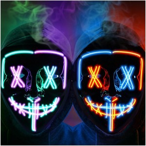 2PACK Halloween Led Mask skeleton Gloves Set,Light Up Scary Mask Purge Mask with LED Glow Gloves for Halloween Costume. - 1 of 4
