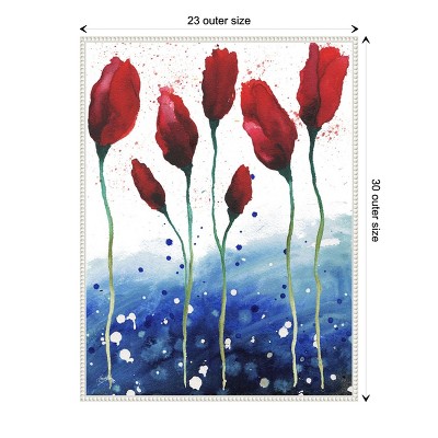 Patriotic Floral Abstract Red and Blue Canvas Wall Art